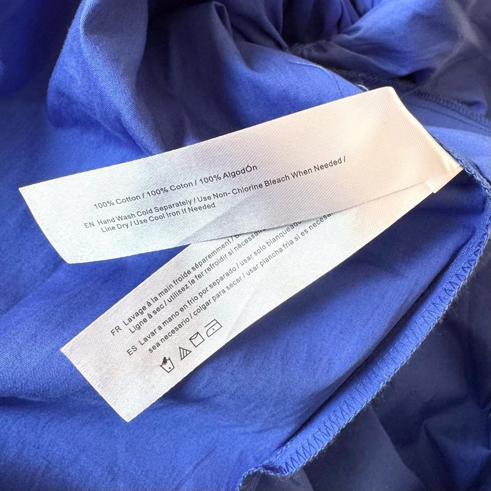 NWT blue tie-front 100% cotton popover dress S - Picture 9 of 11